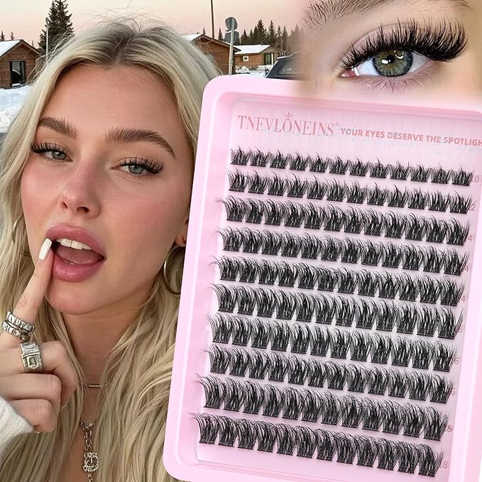 TNFVLONEINS Natural Lash Clusters Wispy Clusters Eyelash Extensions Fluffy Eyelash Clusters Spikes Individual Lashes 10-18MM Spider Lashes Clusters C-Curly Fairy Lash Extension