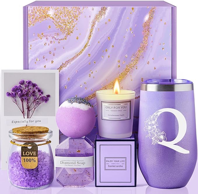 MADDIFY Birthday Gifts for Women Mom Best Friend, Unique Spa Gift Basket for Christmas, Valentine's Day, Mothers Day Gifts, Teen Girl Gifts, Bridal Shower Gifts, Bridesmaid Gifts (Q)