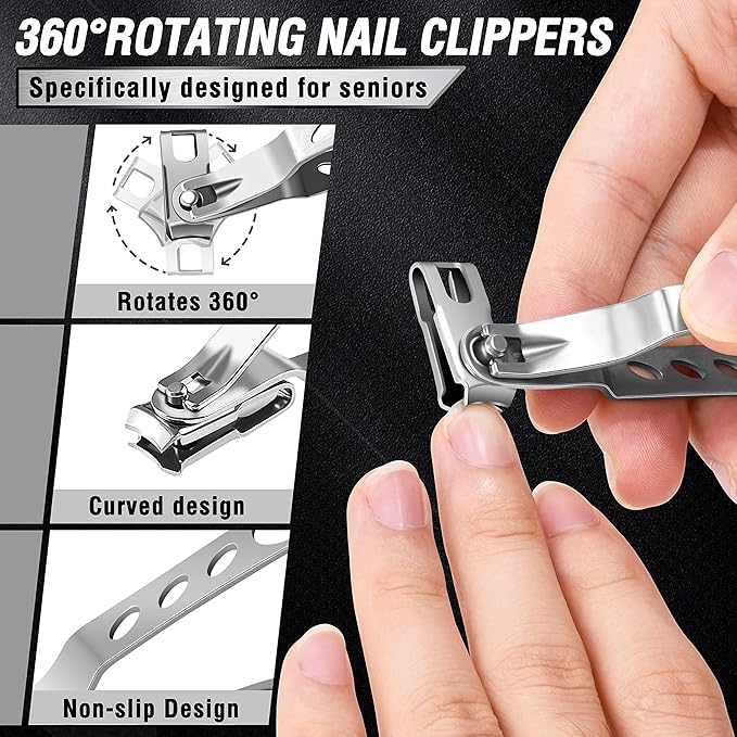 Podiatrist Toenail Clippers for Seniors Thick Toenails, Professional Pedicure Tools Kit, Toe Nail Clippers Adult Thick Nails Long Handle, Ingrown Toenail Tool Removal Kit for Seniors, Men, Pedicure
