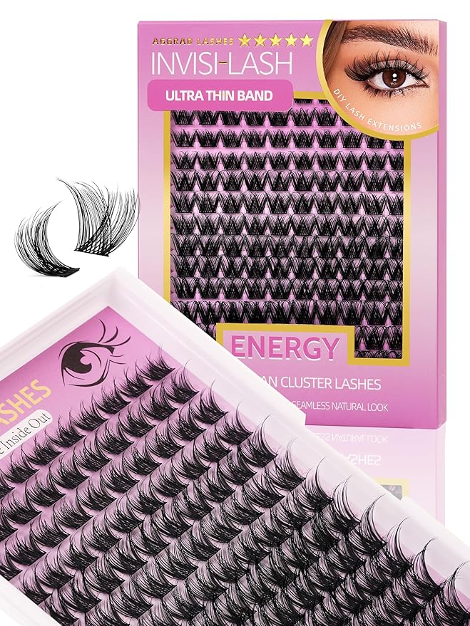 Energy Lash Clusters Wispy 8-18mm Eyelash Clusters Natural Look Lightly Fluffy D Curl - WideSpan DIY Eyelash Extensions Kit Individual False Lash Kit with Ultra-Thin Invisible Black Lash Band