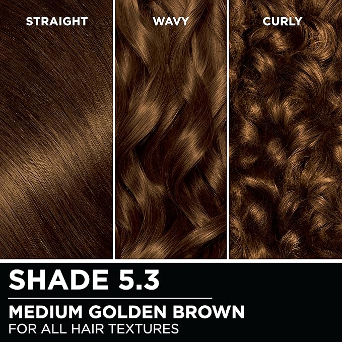 Garnier Hair Color Olia Ammonia-Free Brilliant Color Oil-Rich Permanent Hair Dye, 5.3 Medium Golden Brown, 2 Count (Packaging May Vary)