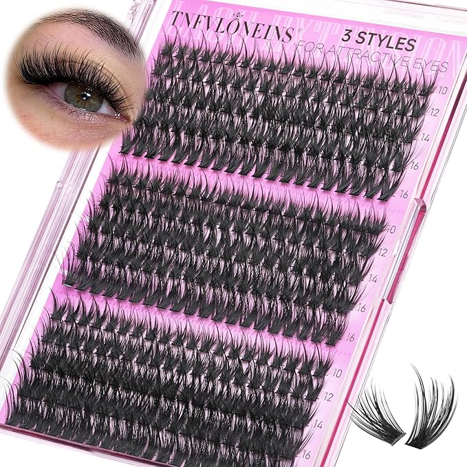 TNFVLONEINS Fairy Lash Clusters Wispy Cluster Eyelash Extensions Natural Eyelash Clusters 3 Styles Individual Lashes Clusters DIY Lash Extension Spiky Lash Cluster (300pcs 3Styles)