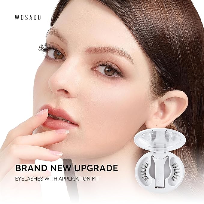 WOSADO Soft Magnetic Eyelashes [No.01 Silky Black II Plus] 23mm with Applicator Kit, Reusable Glue-free Wispy Magnetic Lashes, Cruelty-free False Lashes, Waterproof, Lightweight, Suit for Heavy Makeup