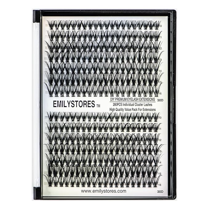 Lashes Extension Kit DIY 280pcs Lash Clusters Eyelash Extension Kit, 10-16mm Mix Sizes 80D Curl Individual Lashes Kit for DIY Eyelashes (80D)