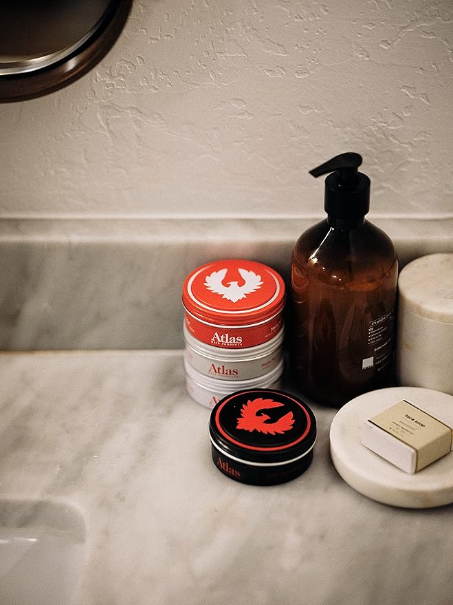 Atlas Pomade for Men, Semi-Matte, All day hold, Volumizing Hair Styling Product, Medium Hold, Low Shine Clay and Pomade Hybrid, For All Hair Types, Water Soluble, Hair Paste, 2.4oz, Pack of 1