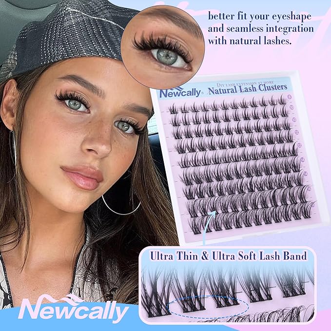 Lash Clusters Wispy Natural Look Eyelash Clusters Manga Cluster Eyelash Extensions 8-16MM Individual Lashes 8-16MM DIY Lash Extension Beginner-friendly by Newcally