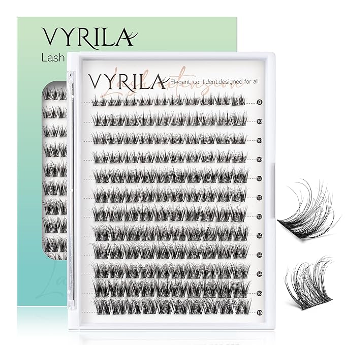 Lash Clusters 0.05mm Individual Lashes, 3D Wispy Lashes Clusters, 0.1mm Super Thin Band Resuable Natural Lashes,D Curl Faux Mink Lashes,120pcs Lash Extension (Green Joy-D-0.05-8-16mix)