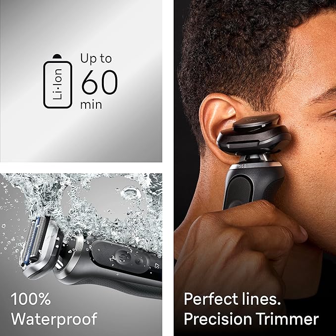 Braun Electric Razor for Men Series 7, Electric Shaver, Extra Head, Precision Trimmer, 4-in-1 Clean & Charge Center, Case, S7 7185cc