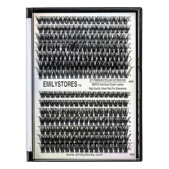 Lashes Extension Kit DIY 280pcs Lash Clusters Eyelash Extension Kit, 10-16mm Mix Sizes 30D 40D D Curl Individual Lashes Kit for DIY Eyelashes (30D+40D)