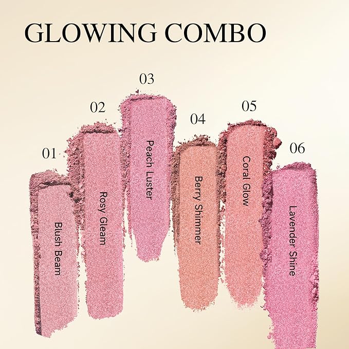 PHOFAY Luminous Blush Powder-Multi-Use Formula,Ultra-Fine & Smooth,Baked Blush for Cheeks Lightweight & Brighten Powder Blush Makeup Buildable Color,Long-Lasting Wear with Natural Luminous Glow (02#)