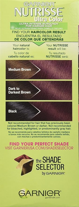 Garnier Hair Color Nutrisse Ultra Color Nourishing Creme, BR3 Intense Burgundy (Lotus Berry) Red Permanent Hair Dye, 1 Count (Packaging May Vary) (Pack of 2)