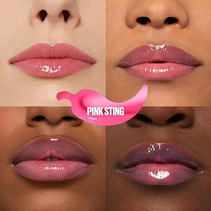 MAYBELLINE Lifter Gloss Lifter Plump, Plumping Lip Gloss with Chili Pepper and 5% Maxi-Lip, Pink Sting, Sheer Bubblegum Pink, 1 Count
