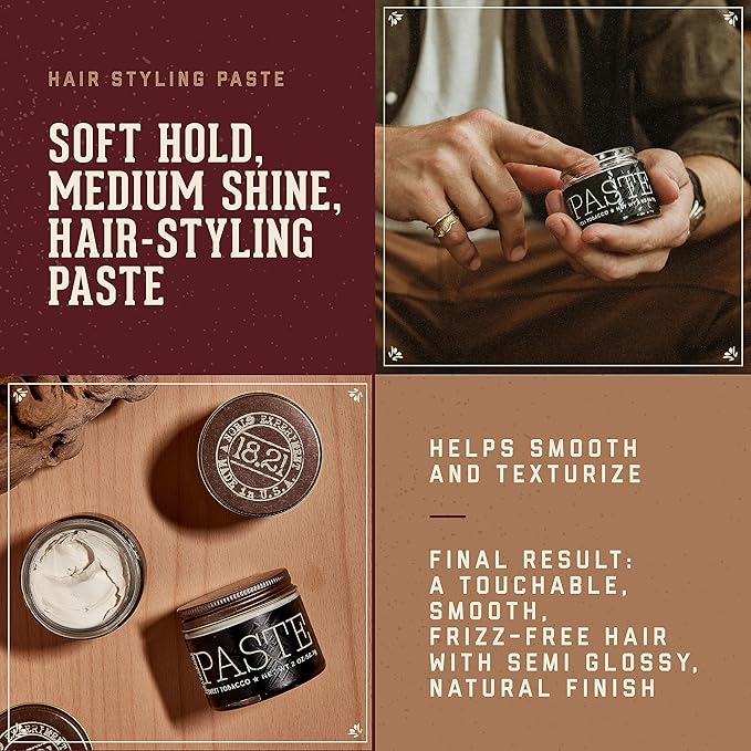 18.21 Man Made Hair Styling Product, 2oz. Original Sweet Tobacco Scent in Paste with Natural Shine Finish
