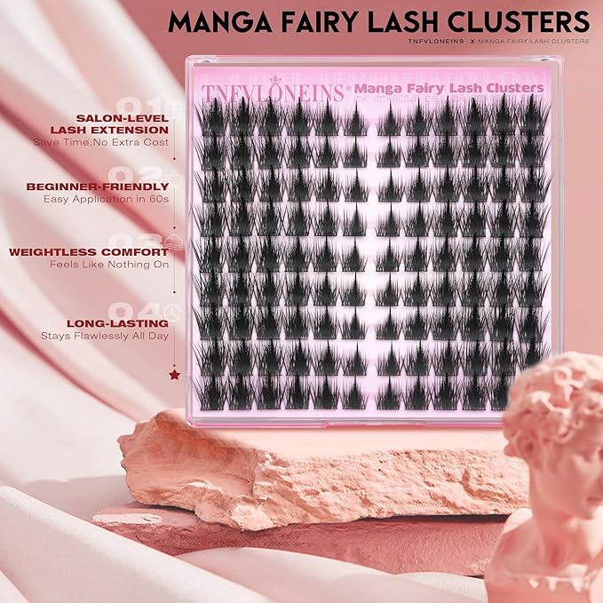 Spikes Lash Clusters Natural Clusters Eyelash Extensions Fairy Eyelash Clusters Wispy Lash Extension Anime Individual Lashes Clusters Matched Length DIY Cluster Lashes for Beginners by TNFVLONEINS