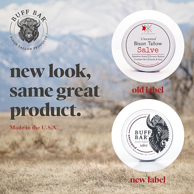 Big Crazy Buffalo BUFF BAR Bison Tallow Balm, Lavender Mint, 1 Pack - All Purpose, Hydrating, Naturally Derived, Mild Scent, Replaces Lotion, For Cracked, Dry, Itchy Skin, Essential Oil