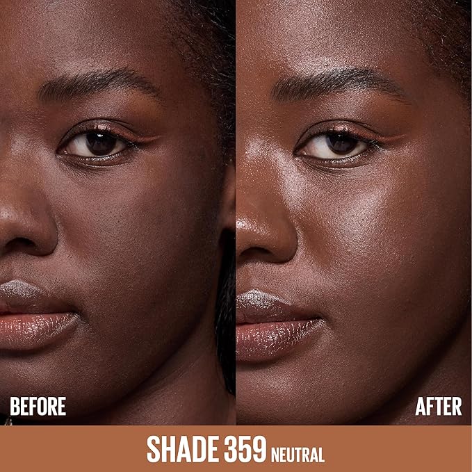 Maybelline Lifter Plump & Glow Foundation, Liquid Foundation with 2% Niacinamide + Hyaluronic Acid, Plumping and Brightening Face Makeup, 359, 1 Count