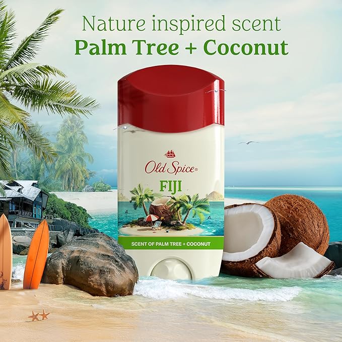 Old Spice Dry Feel Antiperspirant Deodorant for Men, 24/7 Freshness, 24/7 Sweat & Odor Protection, Gentle on Skin with Skin Conditioners, Fiji with Palm Tree + Coconut Scent, 2.6 oz (Pack of 2)