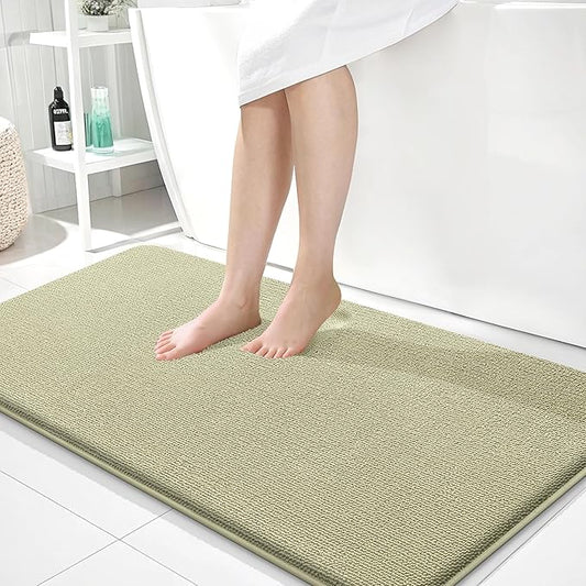 OLANLY Thick Memory Foam Bath Mat Rug 44x24, Extra Soft Absorbent Bathroom Rug, Quick Dry Bath Mats, Non-Slip, Machine Washable Carpet for Bathroom, Tub and Shower, Home Decor Accessories, Vanilla