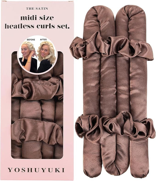 Small Heatless Curls Overnight Hair Curlers Rollers for Short Medium Hair to Sleep in, No Heat Curls Overnight Blowout Flexi Rods, Satin Heatless Curlers Curling Set for Fine Thin Hair