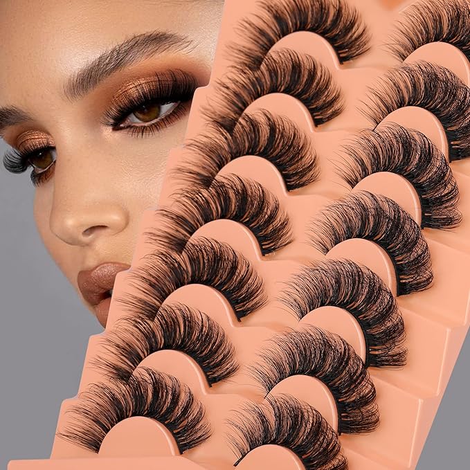 JIMIRE Mink Lashes 18MM Fluffy 6D Wispy False Eyelashes Volume Thick Dramatic Fake Lashes Natural Look Like Eyelash Extensions Pestañas 7 Pairs Pack