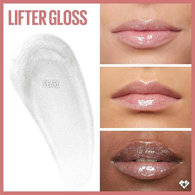 Maybelline Lifter Gloss, Hydrating Lip Gloss with Hyaluronic Acid, High Shine for Plumper Looking Lips, Pearl, Silver Pearl Clear, 0.18 Ounce