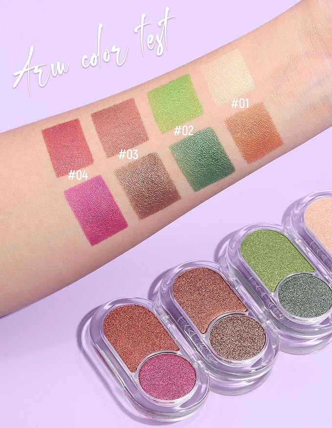 Erinde Sunset Gold Eyeshadow Palette Duo - Eye Brightener Shimmer Shades Glitter Eye Shadow Makeup Palette, Long Lasting Waterproof Blendable Crease & Smudge Proof Champagne Christmas Makeup, 01