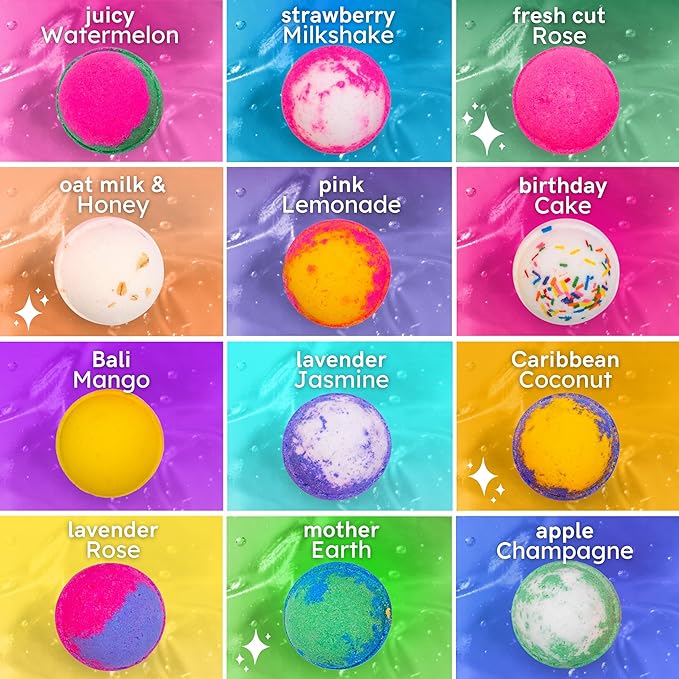 Anovina Bath Bombs for Women & Men – Natural, Non-Toxic & Organic Bath Bomb Gift Set – Relaxing Spa Fizzies for Sensitive Skin – Handmade Bath Bombs Set for Adults, Kids & Holiday Gifts