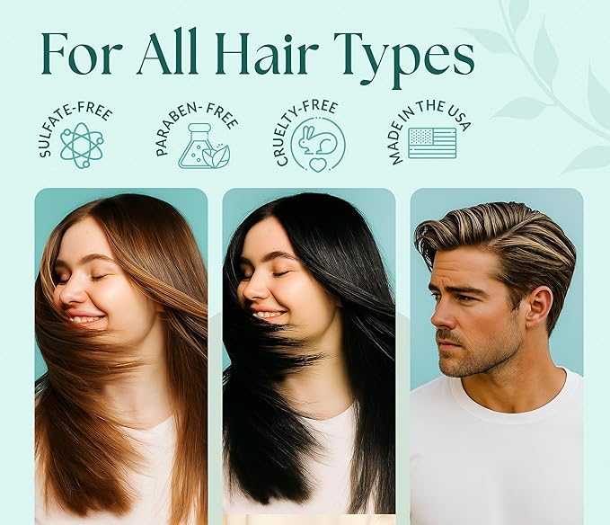 Biotin Shampoo and Conditioner Set for Men & Women with Tea Tree & Peppermint | Sulfate Free Scalp Care & Hair Strengthening System for Thinning, Color Treated & Dry Hair – 16 floz Each | SOULSPA PURE