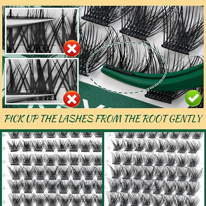 Lash Clusters 96pcs Individual Lashes Y03 D Curl 8-18MIX Cluster Lashes KEYYOU Volume Wispy Lash Extension Soft&Comfortable Easy DIY at Home(Y03 D-8-18MIX)