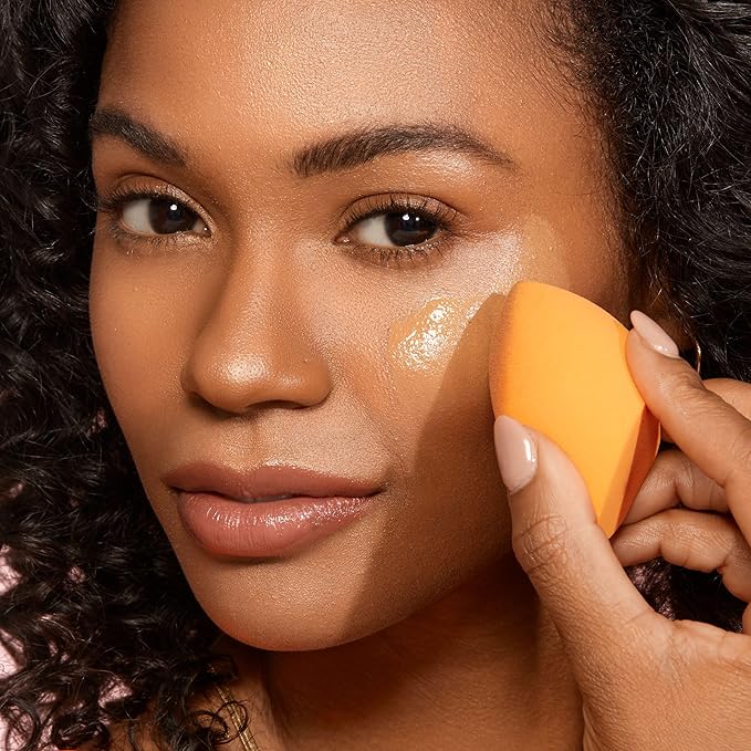 Real Techniques Miracle Complexion Sponge + Miracle 2-In-1 Powder Puff, Makeup Blending Sponge & Dual-Sided Powder Puff, For Liquids, Creams, & Powders, Vegan & Latex-Free, 2 Count
