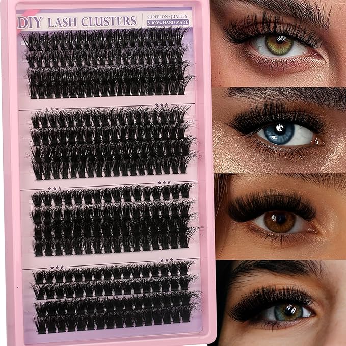 280 Pcs Lash Clusters Extensions Kit - 60D 80D 100D 120D Faux Mink Individual Eye Lash 12-18mm Clusters with D Curl Downy Wispy Lash Clusters for Lash Extension at Home