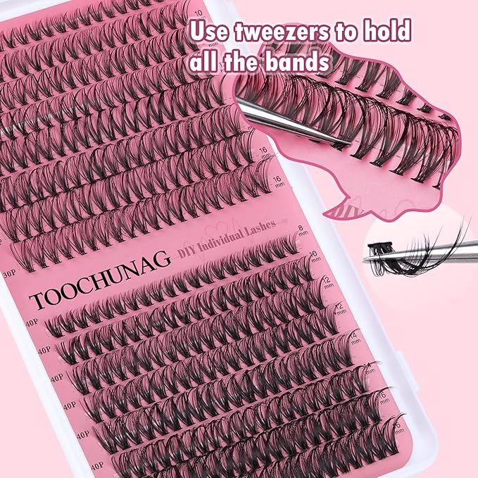 Lash Clusters 30D+40D Individual Lashes 320pcs Natural Cluster Eyelash Extensions 8-16MIX DIY Lash Extension D Curly Wispy False Eyelashes Clusters by TOOCHUNAG