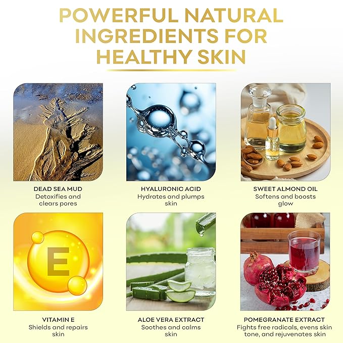 Dr Mud Authentic Dead Sea Mud Clay Mask For Face - Hydrating & Moisturizing Deep Pore Cleanser With Hyaluronic Acid, Vitamin E, Sweet Almond Oil, Chamomile, Pomegranate & Aloe Vera | 150 ml
