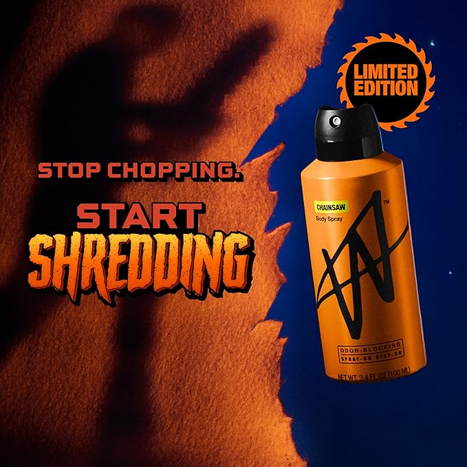 Jake Paul Chainsaw Body Spray for Men By W, Odor Blocking Body Deodorant, Long Lasting Protection, Limited Edition, 3.4 fl oz (Pack of 2)