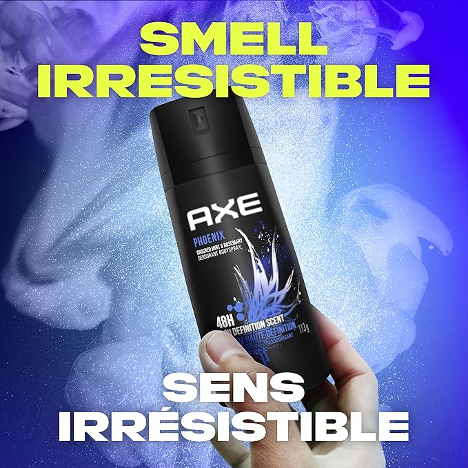 Axe Body Spray Deodorant For Long Lasting Odor Protection, Phoenix Deodorant For Men Formulated Without Aluminum 4oz 4 Count