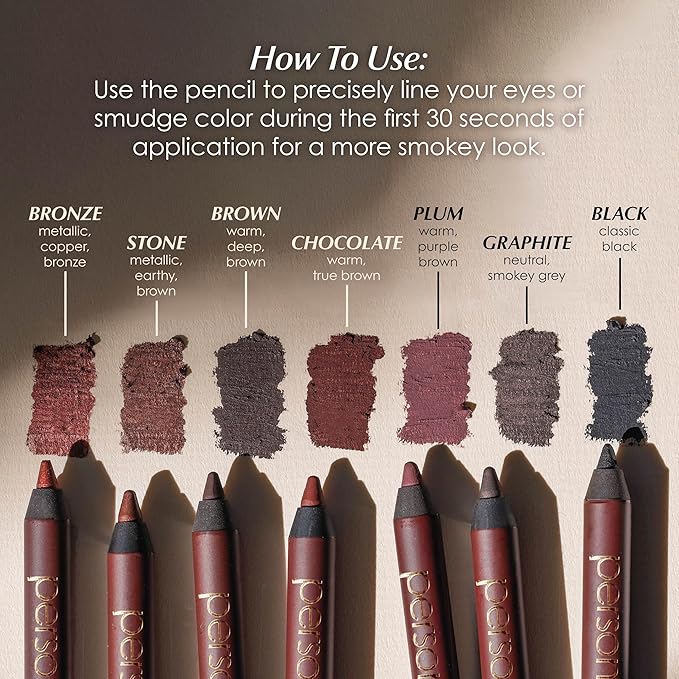 PERSONA 24HR Waterproof Eyeliner Pencil | Creamy, Smudgeable Pencil for Lash Line & Waterline | All-Day to All-Night Wear | Vegan, Cruelty-Free, Paraben-Free | Made in USA, Plum