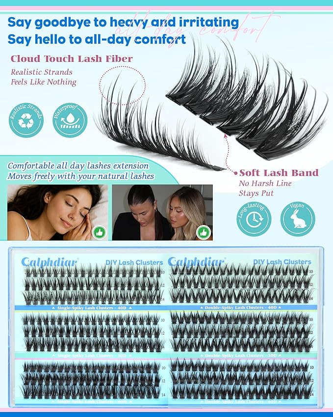 Wispy Lash Clusters 10 12 14mm Eyelash Clusters Short Natural Cluster Eyelash Extensions 40D 50D 60D Individual Lashes Clusters 360pcs Fairy Lash Extension CC Curly DIY Eyelashes Clusters by calphdiar