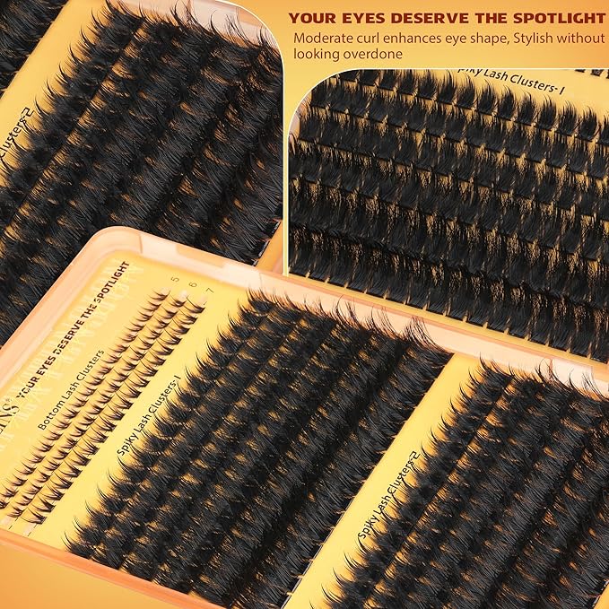 Fluffy Lash Clusters with Bottom Eyelash Clusters Manga Cluster Eyelash Extension Wispy Lashes Clusters with Spikes Fairy Individual Lashes Extension Anime Cluster Lashes by TNFVLONEINS (276Pcs)