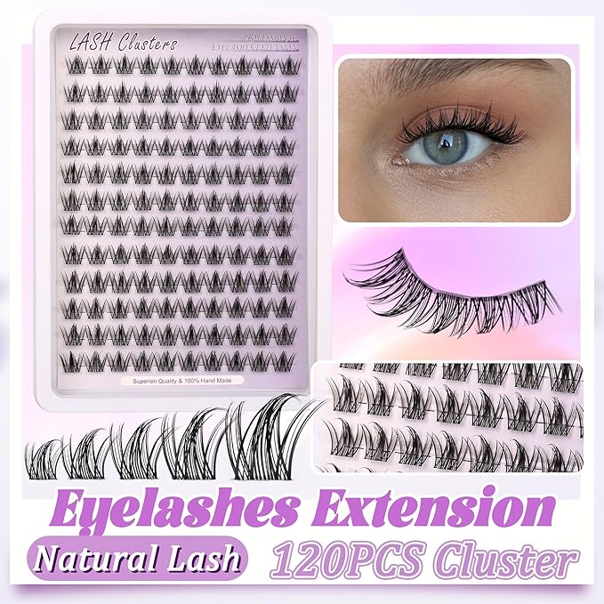 Lash Clusters Manga With Spikes Wispy Cluster Natural Eyelash Extensions Anime Eyelashes Clusters Faux Mink Fairy Individual Lash Extension Kit for Self Application