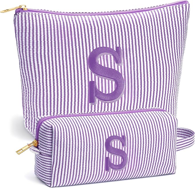 Fohufo Sister Birthday Gifts for Girls - Travel Makeup Bag, Big Sister Gifts for Girls 6-12 Year Old Girl Gift Teen Girl Gifts Trendy Stuff, Personalized Cute Stuff Initial Makeup Bags, Purple r S