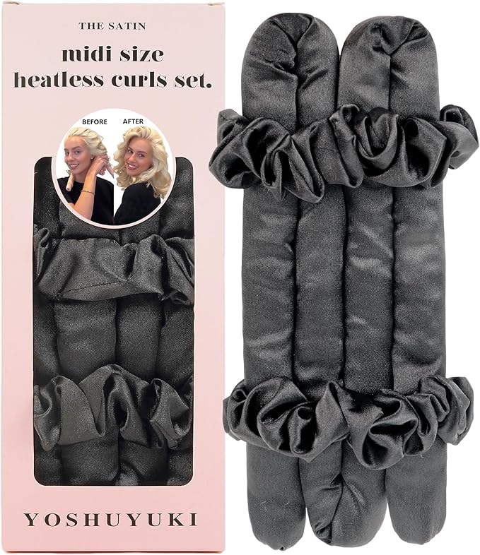 Heatless Curls Overnight Hair Curler to Sleep In Soft Jumbo Hair Rollers for Long Hair Blowout Look No Heat Overnight Curls, Satin Small Flexi Rods for Tight Curl Heatless Curling Rod Set with Clip