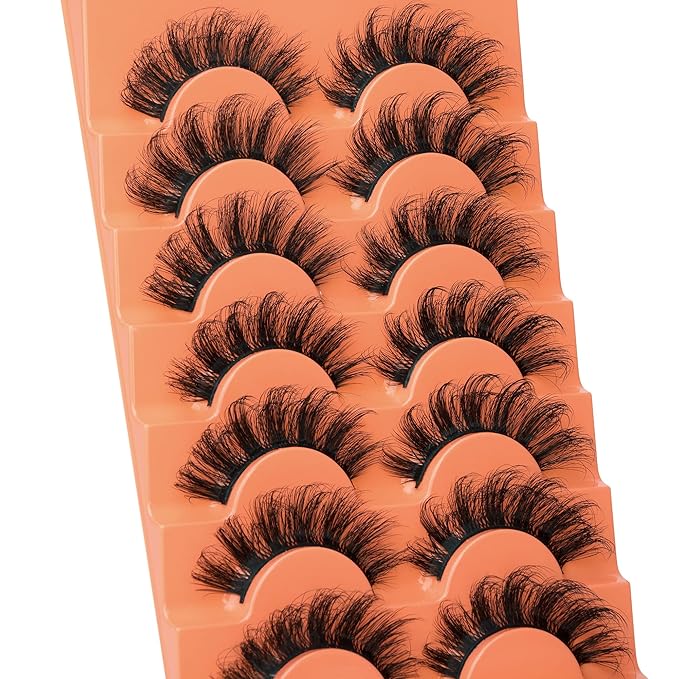 Mink Lashes Fluffy Dramatic Full False Eyelashes Volume Wispy Bushy 18MM Thick Fake Lashes Look Like Eyelash Extensions Pestañas7 Pairs Pack by JIMIRE