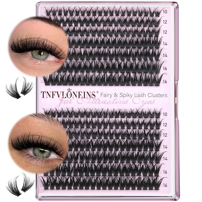 TNFVLONEINS Lash Clusters Wispy Cluster Eyelash Extensions Spiky Eyelash Clusters DIY Individual Lashes Clusters D Volume Eye Lashes Cluster 10-16MM Natural Lash Extension