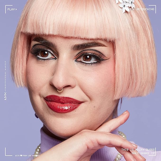 NYX PROFESSIONAL MAKEUP This Is Milky Gloss, Lip Gloss with 12 Hour Hydration, Vegan - Malt Shake (Warm Red)
