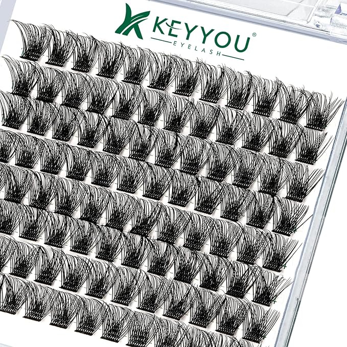 Lash Clusters 96pcs Individual Lashes Y03 D Curl 16mm Cluster Lashes KEYYOU Volume Wispy Lash Extension Soft&Comfortable Easy DIY at Home(Y03 D-16mm)