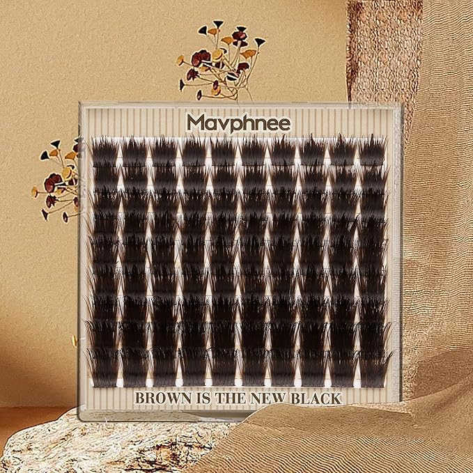 Brown Lash Clusters Spiky Volume Cluster Eyelash Extensions Fairy Spikes Dark Brown Wispy Thick Cluster Lashes Extensions Wide-Band Spiky Fluffy Eyelash Clusters (90 Pcs, CC Curve, 10-16MM)