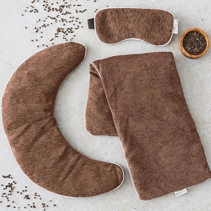 Bucky Hot & Cold Therapy Spa Collection Chenille Eye Mask, 8.5x4", Mocha