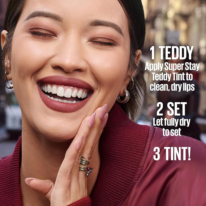 MAYBELLINE Super Stay Teddy Lip Tint, Long Lasting Matte Lipstick For Up To 12HR Wear, Coquettish, 1 Count