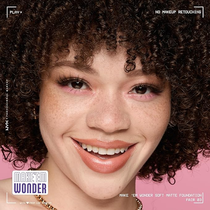 NYX PROFESSIONAL MAKEUP Make 'Em Wonder Liquid Foundation, 24HR Foundation Makeup With A Soft Matte Finish, Buildable Full Coverage - 03 Fair