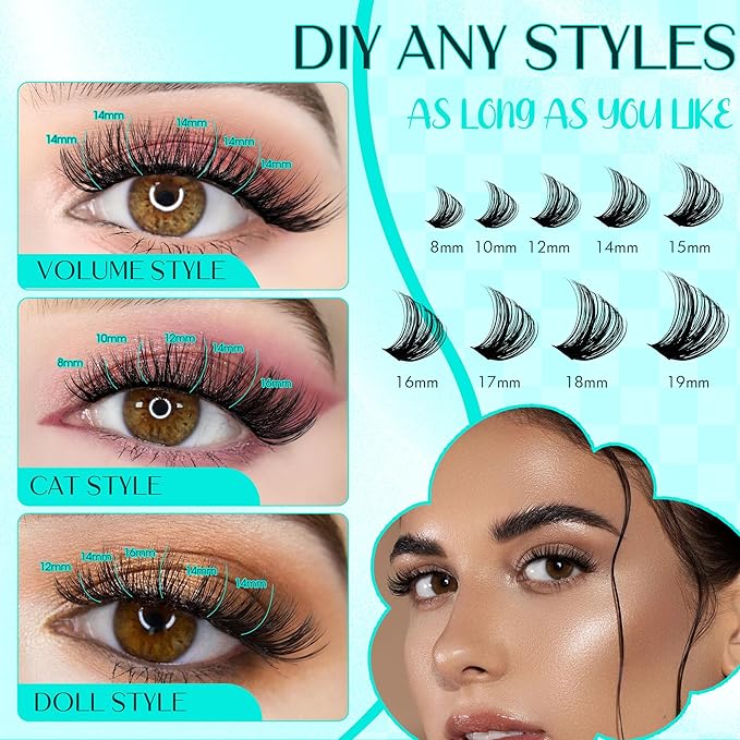 Eyelash Clusters Fluffy Lash Clusters Thick 280pcs Cluster Eyelash Extensions DIY At Home Individual Lashes Cluster Lashes by GEMERRY（60P+80P-10-18mm)